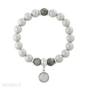 Pearly chic grey perły swarovski labradoryt uleksyt zawieszka są