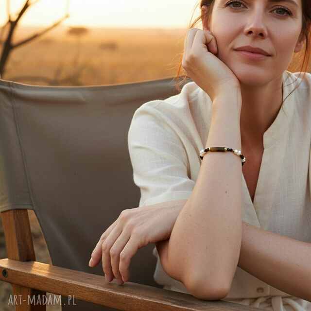 Bransoletka Tygrysie Oko & Biała Perła EXOTIC EXPEDITION