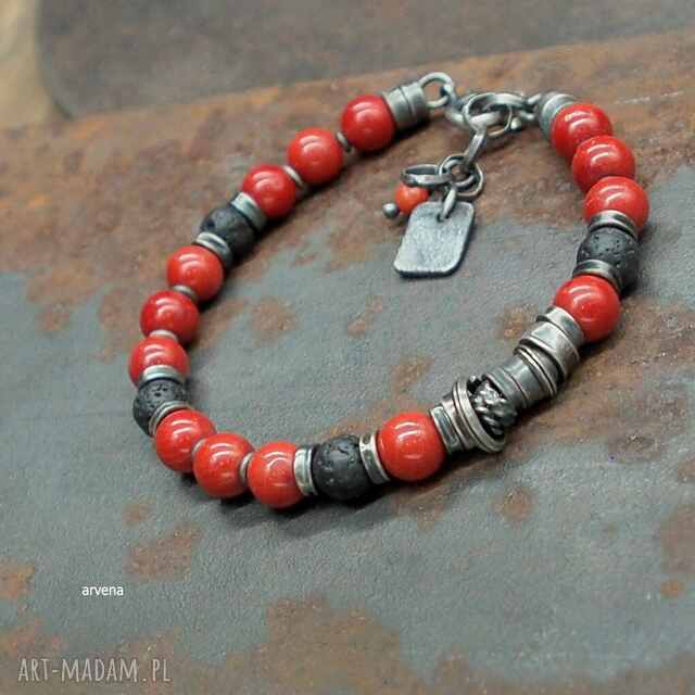 Koral, lawa - bransoletka 01