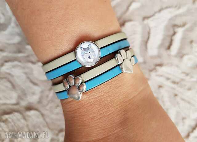 bransoletka skóra MAGNETOOS DOUBLE WOLF & PAWS