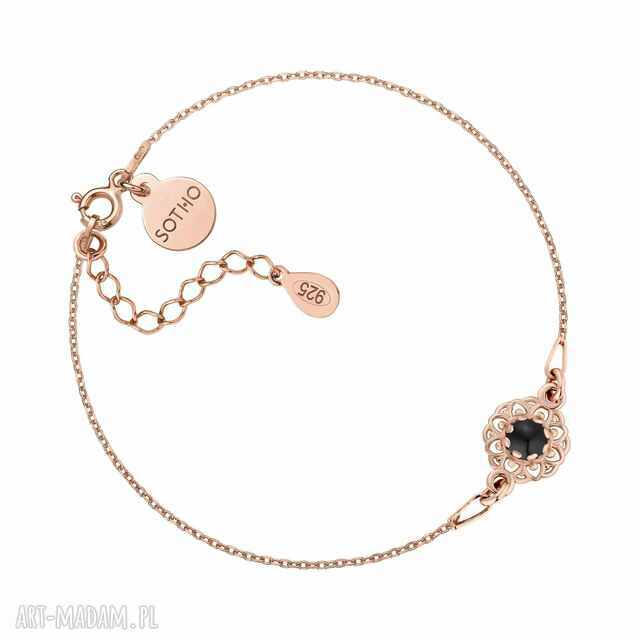 Bransoletka z różowego złota z onyksem