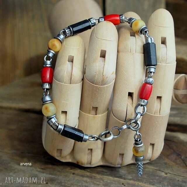 Bursztyn, koral - bransoletka