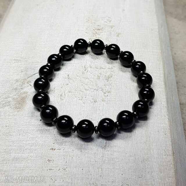Męska bransoletka mocy czarny onyks, hematyt b13