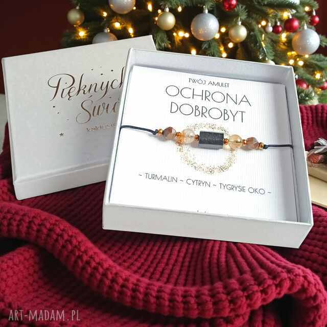 Amulet - OCHRONA i DOBROBYT - świąteczne pudełko - TURMALIN, cytryn