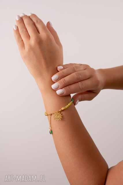 Bransoletka z onyksem i jadeitem Słońce z Księżycem, Srebro 925 w złotym pokryciu