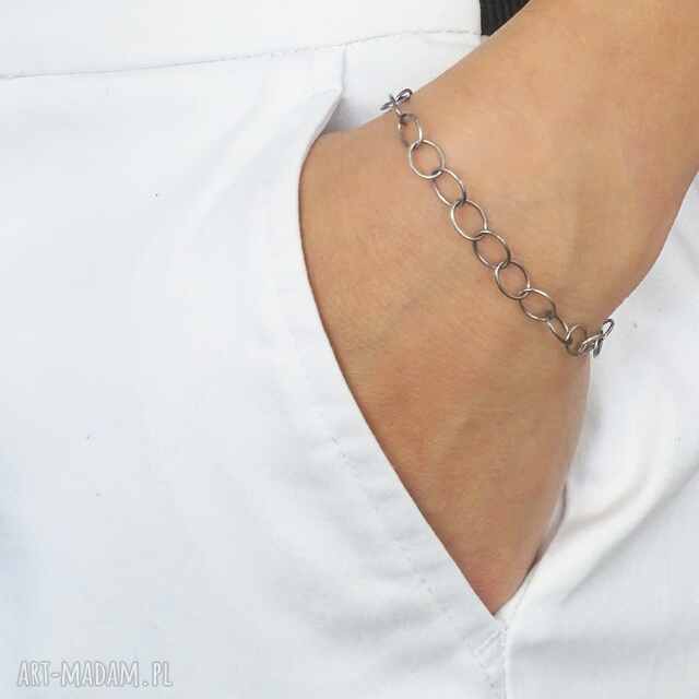 Bransoletka srebrna - ciemny łańcuszek