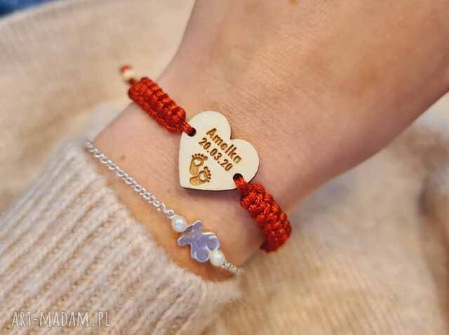 Bransoletka z imieniem dziecka i datą urodzenia