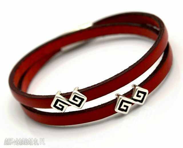Bransoletka skórzana magnetoos double grekio red
