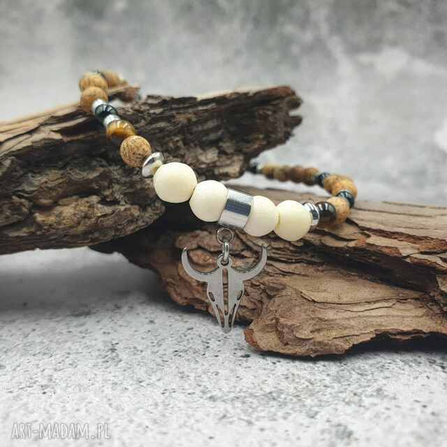 Bransoletka z bawolą kością - głowa byka