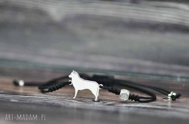 Siberian Husky - bransoletka z psem i łapką, srebro 925