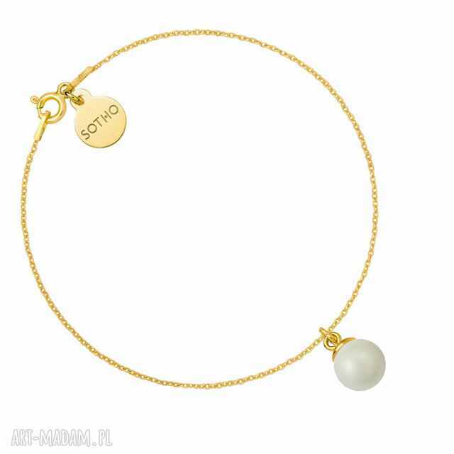 Złota bransoletka z szarą perłą SWAROVSKI® CRYSTAL