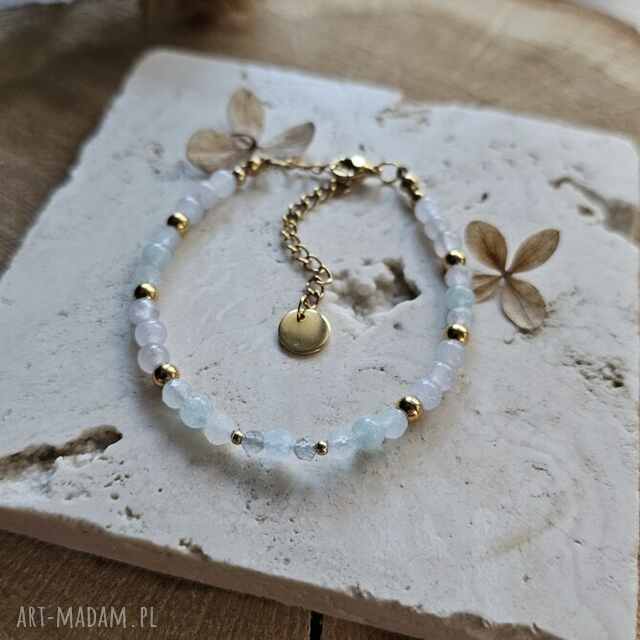 Bransoletka z jadeitem, akwamarynem i labradorytem