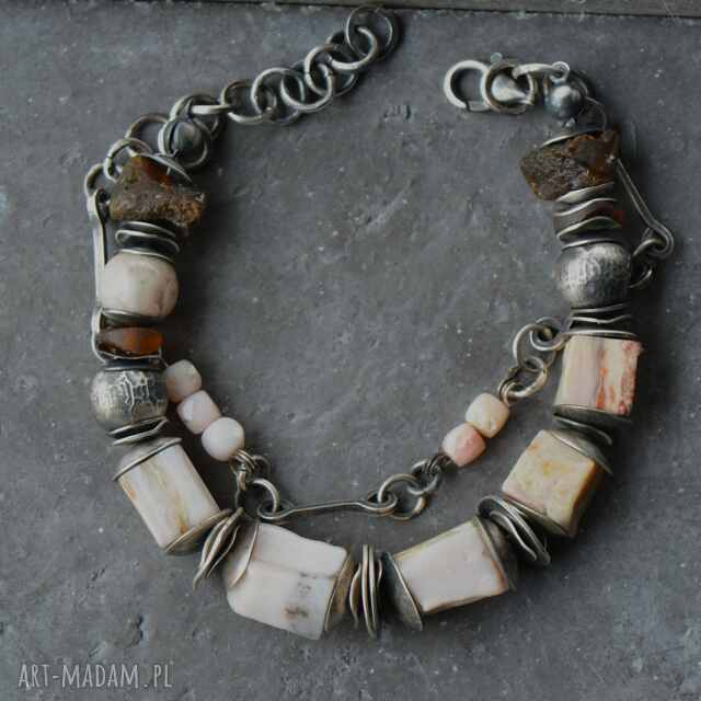 srebrna bransoletka z opalem peruwiańskim