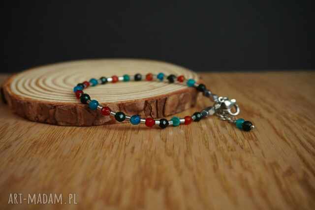 Bransoletka stal chirurgiczna - agat, hematyt