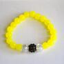 Bracelet by SIS: elegankcka bransoletka z kamieni i kuli discoball - czarny żółty