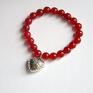 love bracelet by sis: czerwone z sercem kamienie