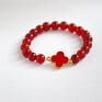 Bracelet by SIS: elegancka bransoletka z czerwonych kamieni półszlachetnych czerwony krzyż
