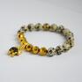 Bracelet by SIS: charms kot w kamieniach półszlachetnych jaspis