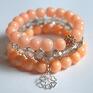 Camshella kamienie bransoleta real silver rosette&peach stones rozeta