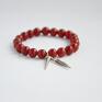 Bracelet by SIS: piórko w czerwonym marmurze - prezent czerwony