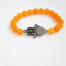 wyraziste ręka bracelet by sis: cyrkoniowa hamsa w pomarańczowym kamienie