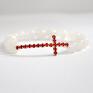 unikalne bracelet by sis: cyrkoniowy czerwony krzyż w białych prezent cyrkonie