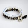 handmade bracelet by sis: charms kot w agacie szarym prezent