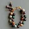 Bransoletka w cudnych kolorach jesieni ze szklanych pereł handmade prezent kolorowe perły