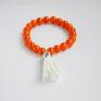 Bracelet by SIS: biały w pomarańczowych koralach - korale prezent chwost