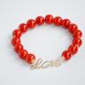 Bracelet by SIS: love w czerwonych koralach napis