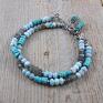 Irart handmade larimar surowe bransoletki z turkusu i turkus labradoryt