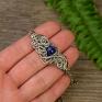 niebieskie bransoletka wire wrapping stal lapis lazuli regulowana