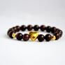 Bracelet by SIS: Złote serce w brązowych kamieniach - ręcznie love prezent