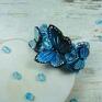 Bransoletka makramowa z motylami w odcieniach błękitu - motyle makrama