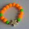 Bracelet by SIS niepowtarzalne gwiazda z kamienia w neonowej pomarańczy howlit glamour