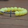 nowość bracelet by sis: cyrkoniowy krzyż w kamieniach czarny jadeit