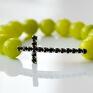 Bracelet by SIS: czarny krzyż w zielonym jadeicie nowość