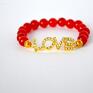 jadeit prezent bracelet by sis: cyrkoniowe love w czerwonym jadeicie miłość