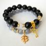 swarovski bransoleta black onyx&gold key kluczyk klucz