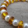 Bransoletka z pereł rzecznych i bursztynu - bizuteria naturalna perła rzeczna