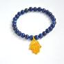 Bracelet by SIS: złota w kamieniach lapis lazuli hamsa