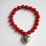 Bracelet by SIS: czerwone kamienie z sercem - love jadeit