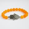 ręka bracelet by sis: cyrkoniowa hamsa w pomarańczowym jadeit