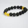 bracelet by sis: czarna lawa wulkaniczna z żółtym jadeit