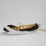 Bracelet by SIS: Elegancka bransoletka ze sznurków - złoto sznurek biały