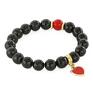 Onyx & gold pearls with red heart - cyrkonia perła