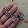 Magiczna kolorowa bransoletka, serce, wire wrapping, stal chirurgiczna kamienie naturalne