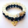 diamond diament bransoleta real gold diamond&navy stones zawieszka