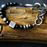 Shambala handmade bransoletka z turmalinem czarnym industrial srebrna