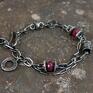 srebrny łańcuch różowe rubin - bransoleta z rubinem